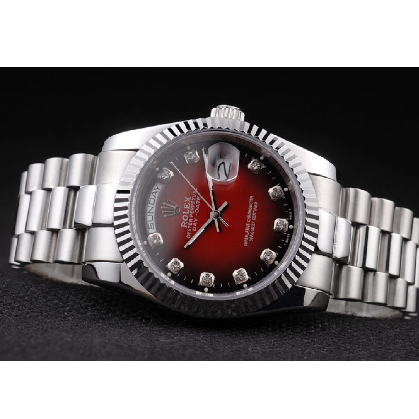 AAA Replica Watches Red Tone Stainless Rolex Polished Steel Dial Day-Date Two 0608